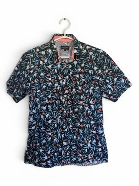 Rue Saint-Patrick Men’s Small Floral Short Sleeve Button-Up Shirt